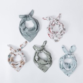 CoolaPeach 5 Set Burp Multi-Function Cloths for Newborn Babies Boys and Girls - Super Soft and Absorbent Muslin Washcloths 60X60cm Baby,30% Cotton+70% Bamboo(CP04)