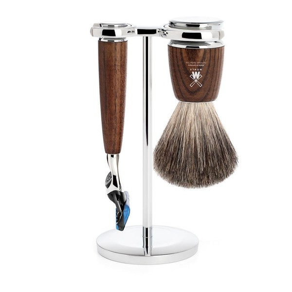 MÜHLE RYTMO 3-Piece Pure Badger 5-Blade Razor Modern Luxury Wet Shaving Set - Perfect for Every Day Use, Barbershop Quality Close Smooth Shave