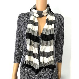2 PCS Women Fashion Crinkle Color Blocks Scarf Light Weight Long 73"x12" All Season Office Night Out Scarves Wrap