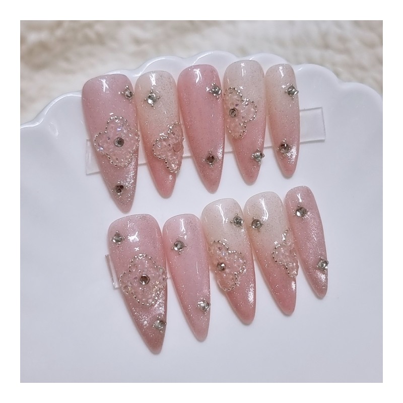 Lucky Spring Handmade Nail Tips - Long Ballerina / 럭키