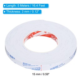 PATIKIL 5m/16.4ft Sealing Foam Tape, 15mm Wide 3mm Thick Single Sided Weather Stripping Door Furniture Seal Strip for Window Pipes Insulation, White