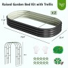 SLSY Galvanized Raised Garden Bed with 85in Tall Garden Trellis