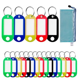 Key Fob Can Be Written On Key Labels 50 Pieces 5 Colours Key Tags and Key Tags with Ring Also for Pets, Luggage or USB Sticks