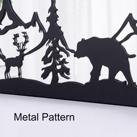 Chende 28” x 36" Black Decorative Wall Mirror, Elegant Living Room Mirror with Metal Bear, Trees, Deer Patterns, Large Decor Mirror for Dining Room, Bedroom