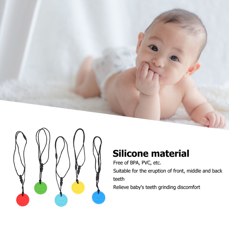 5pcs Teething Toys Silicone Skull Pattern Round Shape 5 Color