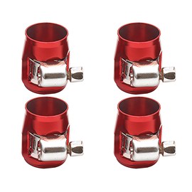 CGEAMDY Pack of 4 Hose Mounting Clamps, Car Oil Hose Clamp, Aluminium Alloy, Car Pipe Repair Clamp, Car Oil Hose Worm Gear Hose Clamp, Pipe Trimmer Clips (Red)