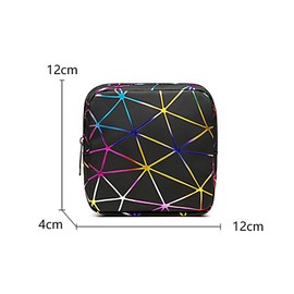 TUOJINRUIDA Pack of 2 Storage Bags for Sanitary Napkins with Geometric Patterns, Portable PU Storage Bags for Feminine, Ideal for Teenage Girls, Women and Ladies (Pink)