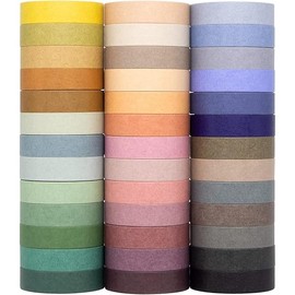 Mooker 39 Rolls Washi Tape Set - Morandi Colored Masking Tape, Thin Vintage Tape for Journaling, Scrapbooking Supplies, Crafts Aesthetic, Gift (Nature Color 10mm)