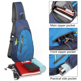 TITECOUGO Sling Bag Small Backpack for Men Women Shoulder Bags Gym Cross Body Running Rucksack Work Healthy Back Bag Chest Bags Crossbody Backpacks Daypack Camp Day Packs Sports Lightweight Navy Blue