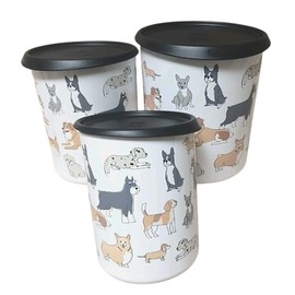 TupperwareSet Pets Dogs Pups Pawsome One Touch Storage Canister 18/12/8 cup Set of 3