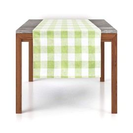 Fennco Styles Country Buffalo Check Soft Table Runner 16 x 90 Inch - Lime Check Table Cover for Everyday Use, Picnic, Family Gathering, Indoor Outdoor Parties and Special Occasion