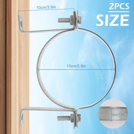 Fepinc 6 Inch Vent Wall Bracket, 2 Pcs Round Galvanized Iron Gas Vent Pipe Strap Rigid Split Ring Hanger