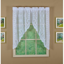 Today's Curtain Hopewell Premium Lace Swag 38 Pulgadas, Blanco, 58 Pulgadas de Ancho x 38 Pulgadas de Largo