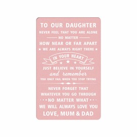 DEGASKEN Inspiration Daughter Gifts from Parents, Teen Daughter Wallet Card for Birthday Christmas Graduation from Mum and Dad