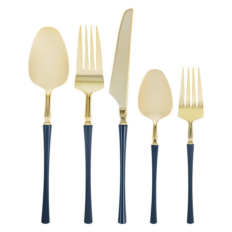 Blue Sky Infinity Flatware Gold & Navy Blue Soup Spoons