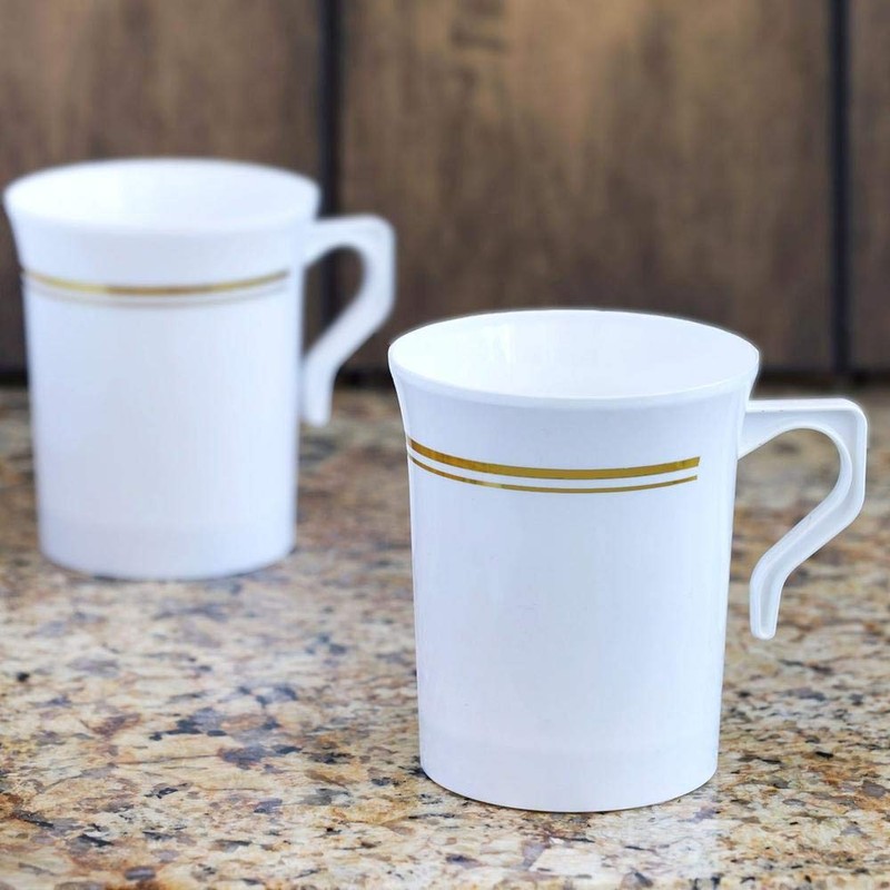 BloominGoods 50 Heavyweight Disposable White Plastic 8 oz. Coffee Mugs