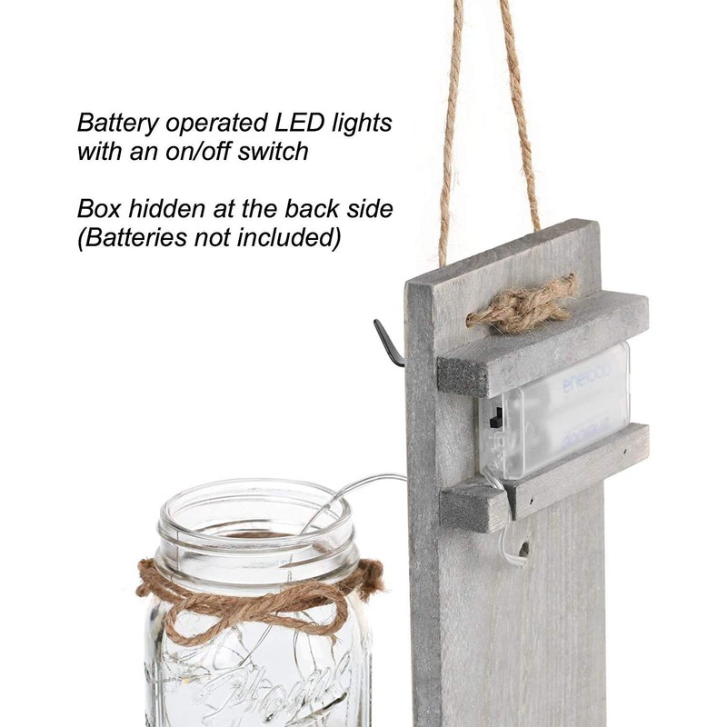 iDECOE Premium Mason Jar Wall Decor Sconces - Rustic Grey