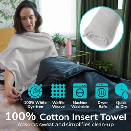 REVIIV Sauna Blanket Towel Insert - 2 Pack Light Grey 100% Cotton Waffle - Home Infared Sauna Sessions without The Cleanup - Absorbent and Quick-Drying Sauna Towels