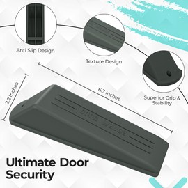 Door Wedge Stopper – Pack of 3, Grey – Non-Slip Rubber Door Stops for Floors & Skirting Boards – Strong Grip & Durable Door Stoppers for Home, Office & Hotel Use
