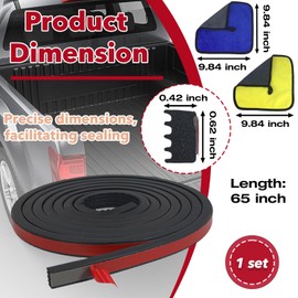 326A0004 Ribbed Rubber Seal Strip, with 2 Cleaning Cloths, 3/5 in X 65 in Self-Adhesive EPDM Foam Rubber Seal, Fits RV, Boat, Auto, Truck, Marine, Garage Door