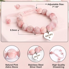 6th Birthday Gifts for Girls, Beaded Bracelets for 6 Year Old Girl Birthday Gifts, Adjustable Stone Pearl Bracelet Presents for Daughter Granddaughter Niece