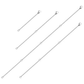BOUMVID 4pcs Necklace Extender Silver, 2/4/6/8 Inches Chain Extenders Necklace Clasp Extender for Women Men Necklaces Bracelets Jewelry Making Bracelet (4 Sizes)