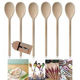 Tradeco direct® 12" (300mm) Beechwood Wooden Spoon, Ideal for Baking, Decorating, Engraving Made in The EU. (12 x 12" Spoons)