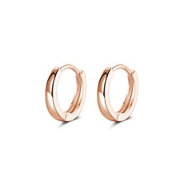 PRETTERY Rose Gold Plated Small Hoop Earrings, 13mm Cartilage Hoop Earrings, Hypoallergenic Silver Huggie Hoop Sleeper Earrings for Women Girls Men