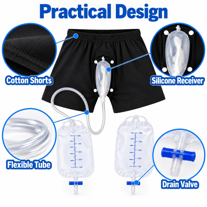 Removable Urine Bag Shorts – Reusable Urinary Collection Underwear with