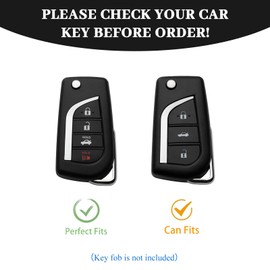 OFF WE GO for Toyota Key fob Cover, Soft TPU Protection Key Shell Compatible with Toyota Fortuner Tundra Camry RAV4 Highlander Challenger Remote Car Key Accessories (Gold White)