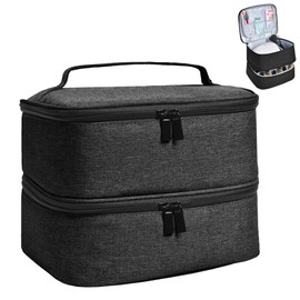 Jaugufiy Manicure Tools Organiser Case, Detachable 2 Layers Nail Polish Nail Varnish Case Nail Varnish Storage Bag Nail Varnish Travel Carrying Case for Nail Polish Tools Kit (Empty Case) (Black)