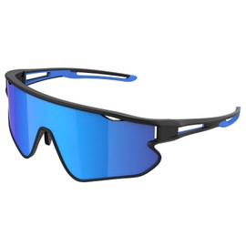 QALLY Wrap Around Polarized Sports Sunglasses for Men Sports Unbreakable Outdoor Sunglasses V37