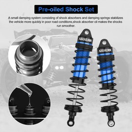 4PCS RC Shock 1:10 Aluminum Front & Rear Shocks Set Compatible with Arrma 1/10 Typhon 3S/2S, Granite 4x4, Bigrock, Senton, Replace for AR330550, AR330551 (Black Blue)