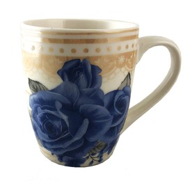 Imported Gift Depot Vintage Multicolor Floral 4 Piece Tea or Coffee Cup Set with Gold Filigree Background