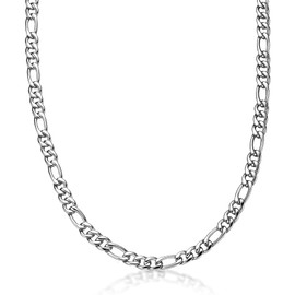 Stephanie Imports Stainless Steel Curb Chain 22" Necklace and 9" Bracelet Box Gift Set (9 mm - Figaro Loop)