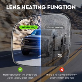 Driver Left Side Mirror with Heated Fit for 2008-2020 Dodge Grand Caravan, for 2008-2016 Chrysler Town & Country, for 2012-2015 RAM C/V, for 2009-2014 VW Routan, Replacement for 68026177AB 68026176AB