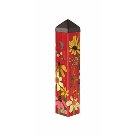 Studio M Art Pole, PVC Weather Resistant Pole with Vinyl Bowl 20 inches Tall Outdoor Decoration for Gardens, Patios, Yards, Landscaping and Birding Accessories, Count Your Blossoms Sunflower
