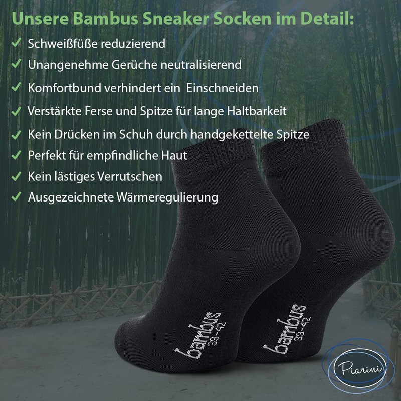 Piarini 6 Pairs of Bamboo Men's Socks Short Anti-Bacterial -