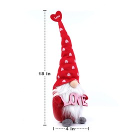 Madanar Valentine's Day Gnome Plush Love Sign Heart Hat Gifts for Her Swedish Decor for Tiered Tray Shelf Table Mother's Day Decorations (Love Sign)