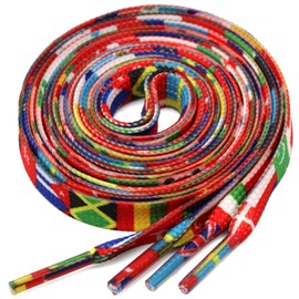 YJRVFINE Gradient Rainbow Shoelaces Fashion Colorful British Style Shoestring Flag Shoe Laces String(1 Pair) 47.24"