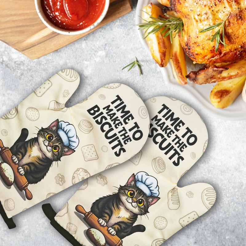 GOSJINNK 2 Pcs Cute Cat Oven Mitts Gifts - Time