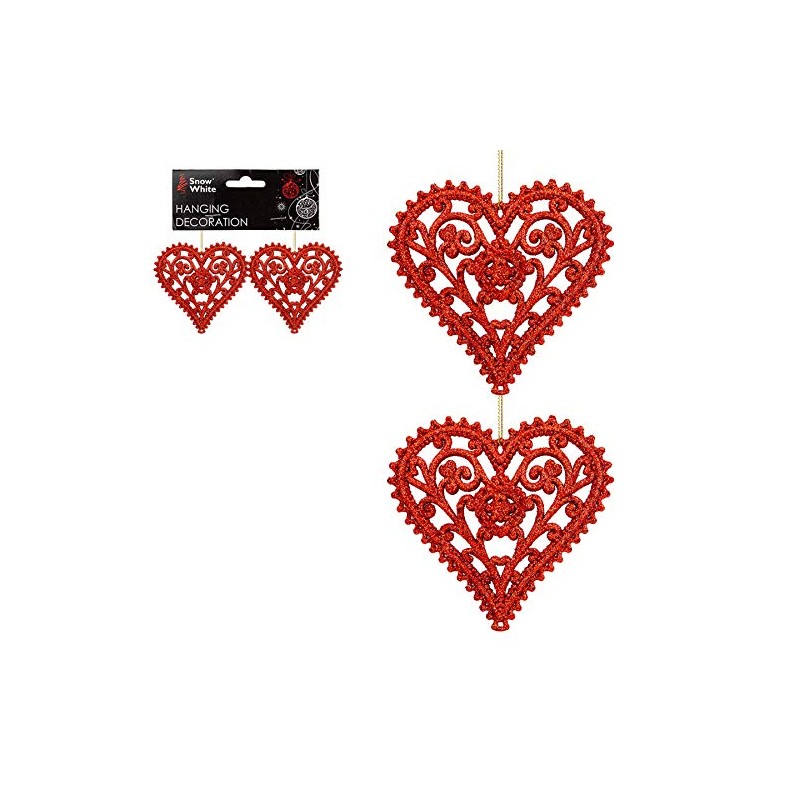 PMS Glitter Collection Christmas Tree Decoration - 2 Pk Heart