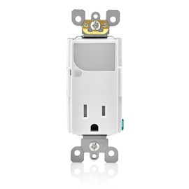 Leviton 15-Amp 125V AC Combination Decora Tamper Resistant Receptacle with LED Guide Light, T6525-W, White