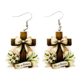 He Is Risen Cross Earrings