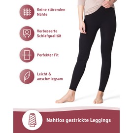 Anti-cellulite Sleep Leggings For Skin Care And Thermal Regulation At Night, Reduces Skin Imperfections, For Women, Extremely Soft (Alhena Women Beauty Sleepleggings Lang) - Black , size: XS