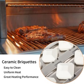 Beurbcikue Briquette Tray for Alfresco ALX2 ALX2-30 ALX2-42 ALX2-56 Grill Replacement Parts for Alfresco LX2 ALXE ALXE-30 ALXE-42 ALXE-56 Heat Plate Flame Tamer with 24 Ceramic Briquettes