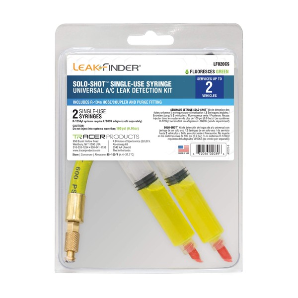 LEAKFINDER LF020CS Solo-Shot Single-use Air Conditioner Refrigerant Leak Detection Syringe