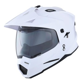 1Storm Youth Kids Dual Sport Dual Visor Motorcycle Motocross Off Road Full Face Helmet Glossy White