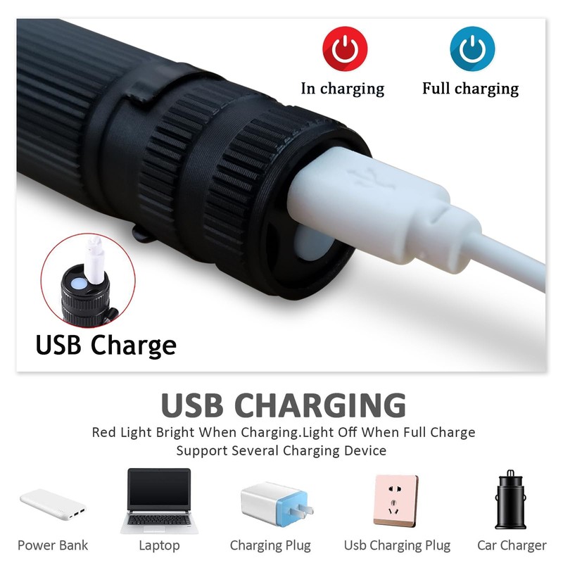 Wrrozz LED Flashlight Rechargeable 2 Pack, High Lumens Tactical Flashlights,