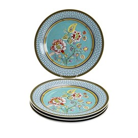 Gracie China by Coastline Imports Emperor Garden Porcelain Dessert/Salad Plate 8-Inch (Set of 4), Multicolor